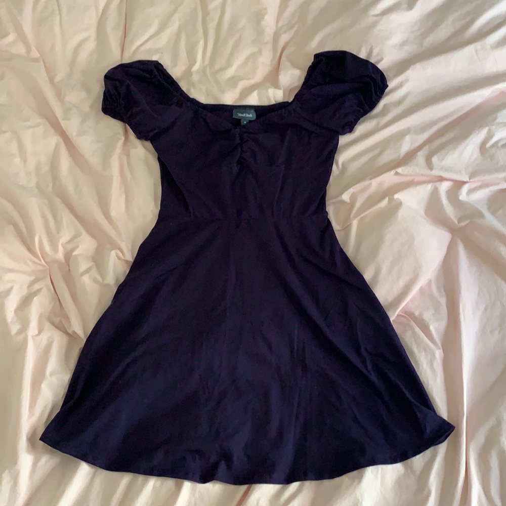 Navy blue ModCloth cap sleeve fit n flare dress M